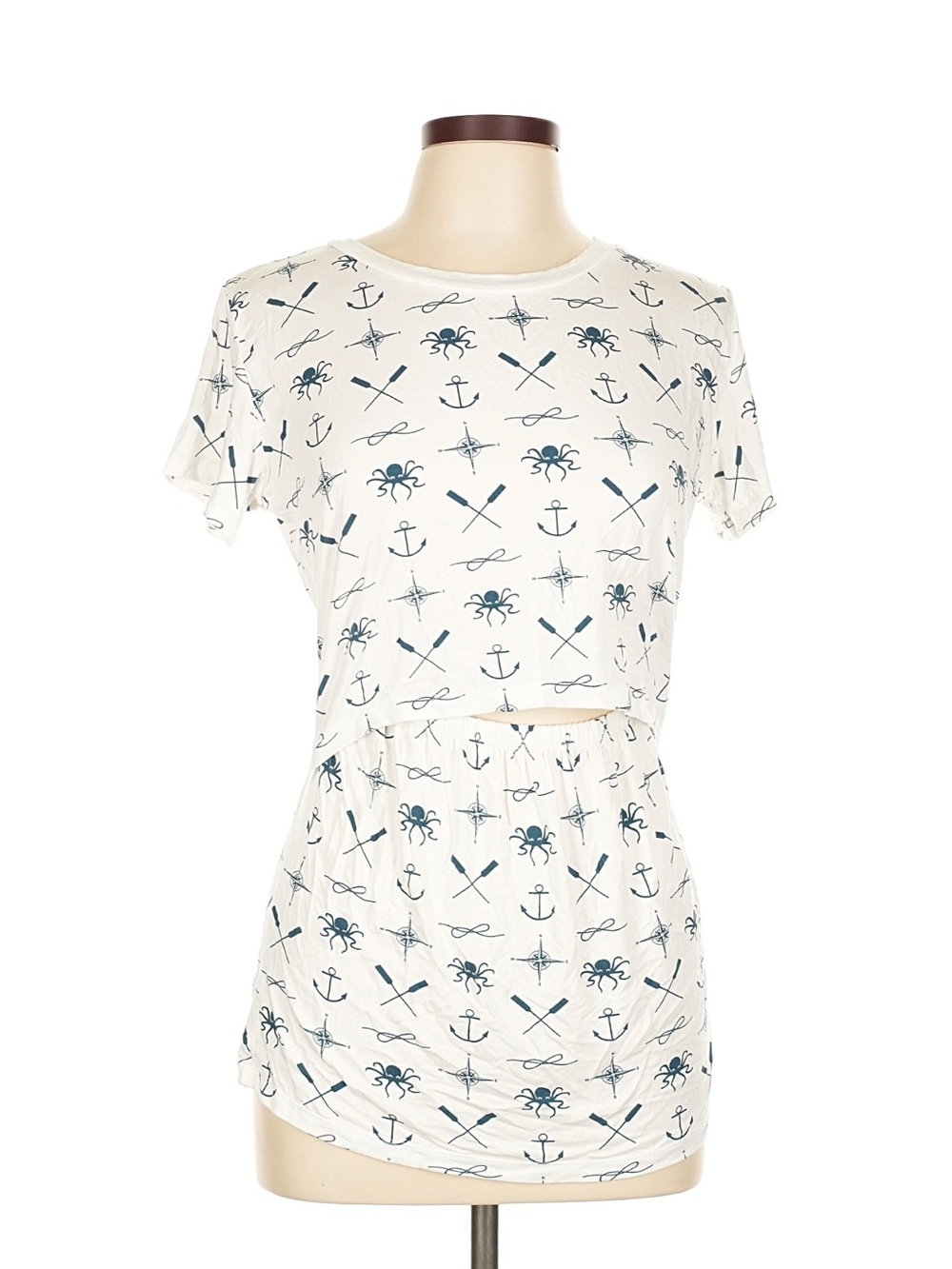 Kickee Pants White Nautical Print Women's nursing Pajama Top
